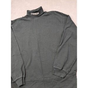 Yamaha Mens Size L Long Sleeve Turtleneck Shirt Black Logo Embroidered Made USA